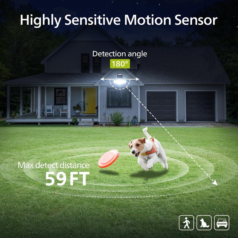 Philips 3600LM Solar Security Lights, 5000K waterproof Dimmable LED Motion Sensor Outdoor Lights, 3 Adjustable Heads w/16ft Cable, Separate Solar Panel with 3 Modes Solar Flood Lights for Yard, Garage - Image 5